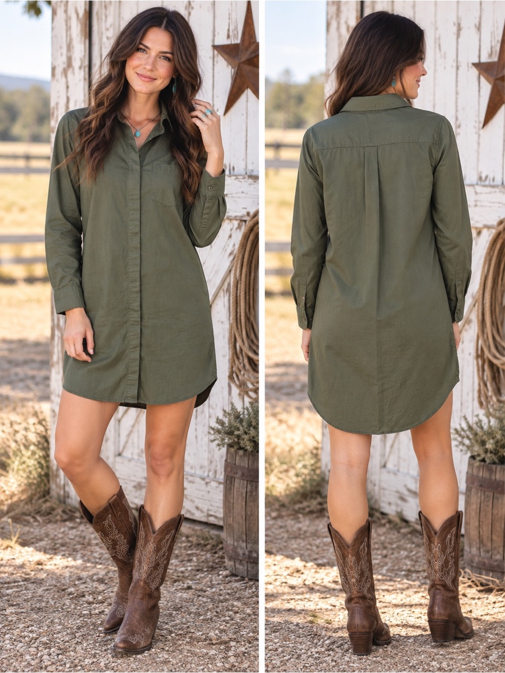 AG Adriano Goldschmied Olive Green Shirt Dress Size S Cotton Modal